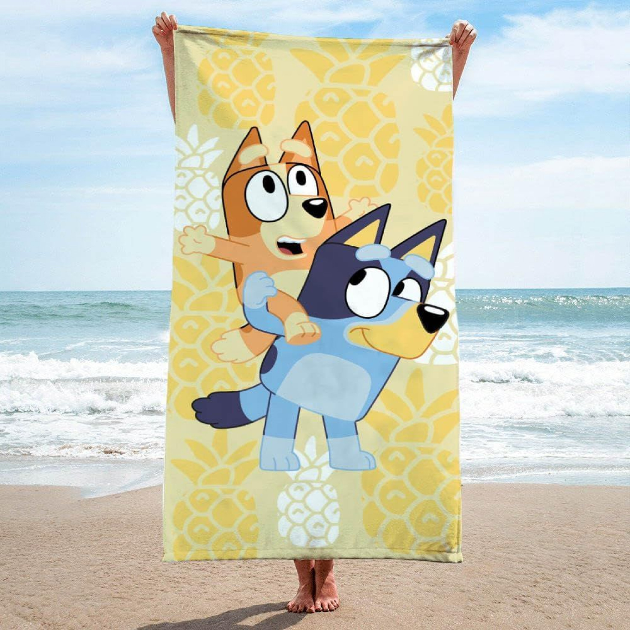 Bluey and Bingo Pineapples Beach Towel